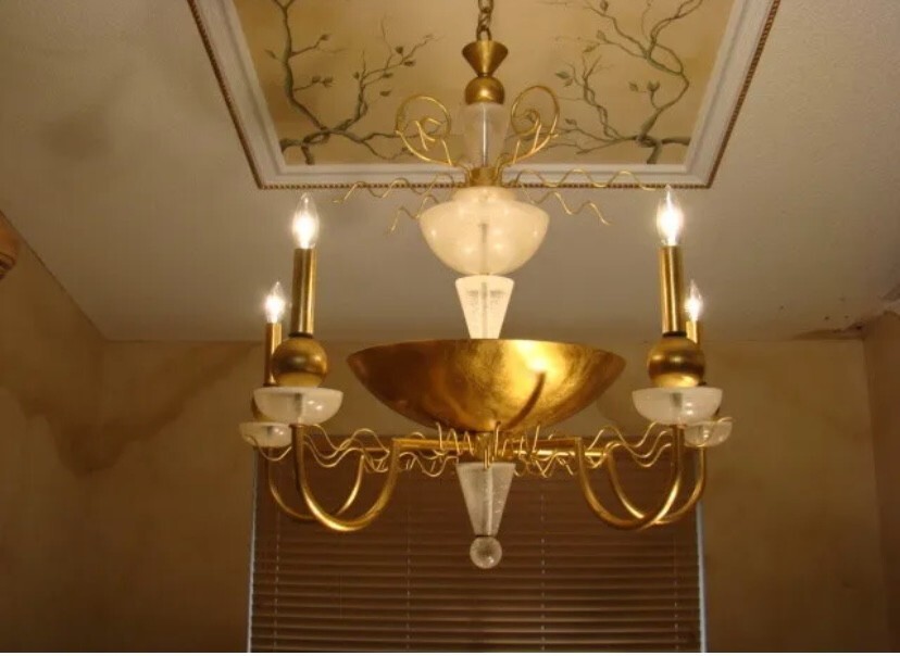 33” Vintage Original Van Teal Stacked Lucite hanging chandelier ceiling fixture