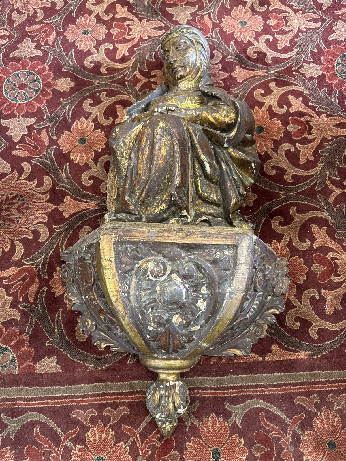 Carved Wood Saint 200+ years Old Original Old Spanish Decor Carved Wood Saint 200+ years Old Original Old Spanish Decor