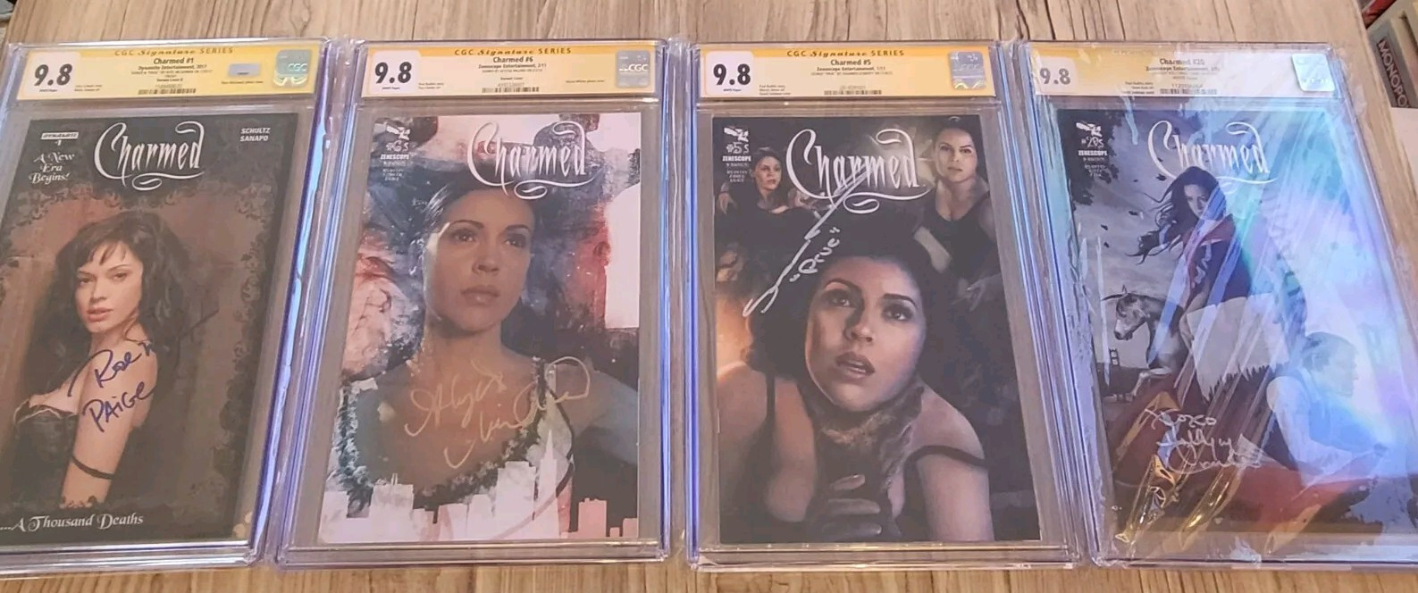 Charmed CGC 9.8 SS Cast Signed Alyssa Milano, Shannen Doherty Rose McGOWAN HOLLY