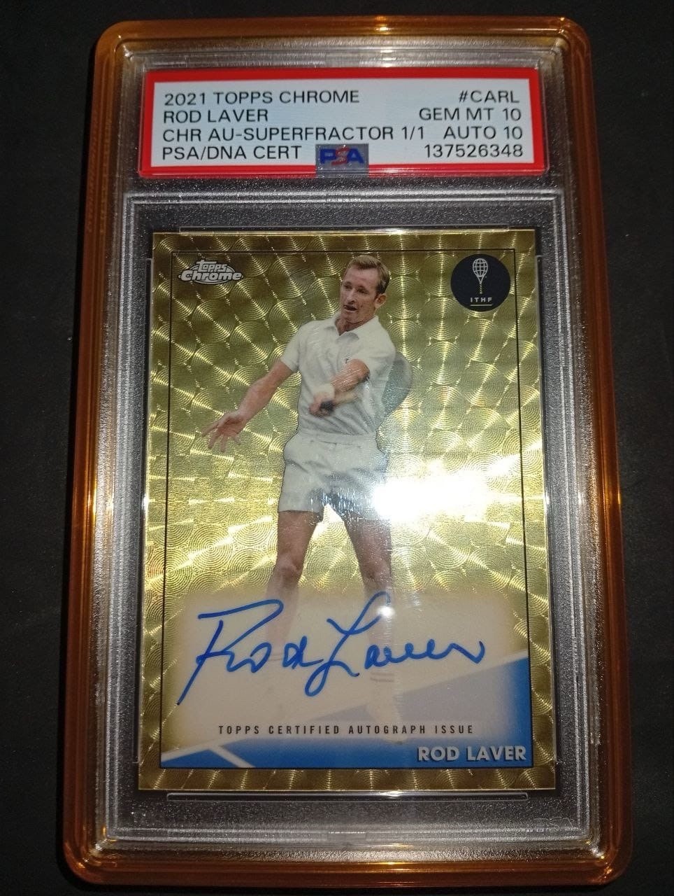 2021 TOPPS CHROME TENNIS ROD LAVER SUPERFRACTOR 1/1 GEM MINT PSA 10 AUTO 10 2021 TOPPS CHROME TENNIS ROD LAVER SUPERFRACTOR 1/1 GEM MINT PSA 10 AUTO 10