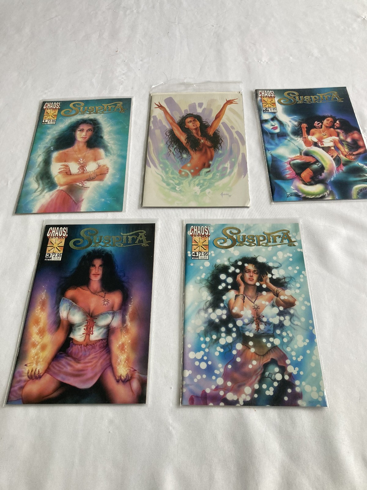 SUSPIRA #1 - #4 PLUS #1 DELUXE VARIANT, FULL RUN, CHAOS COMICS, VF/NM, 1997 SUSPIRA #1 - #4 PLUS #1 DELUXE VARIANT, FULL RUN, CHAOS COMICS, VF/NM, 1997