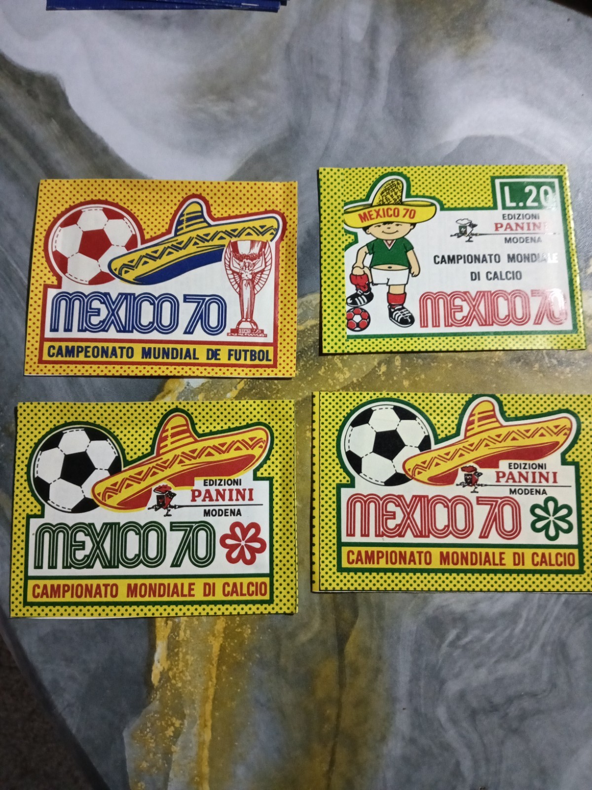4 variants Mexico70 sealed packs Anastatic copies 4 variants Mexico70 sealed packs Anastatic copies