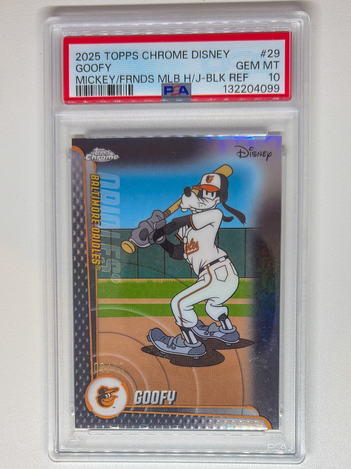 Topps 2025 Chrome Disney Goofy #28 Mickey/Friends MLB H/J Black /10 PSA 10 Topps 2025 Chrome Disney Goofy #28 Mickey/Friends MLB H/J Black /10 PSA 10