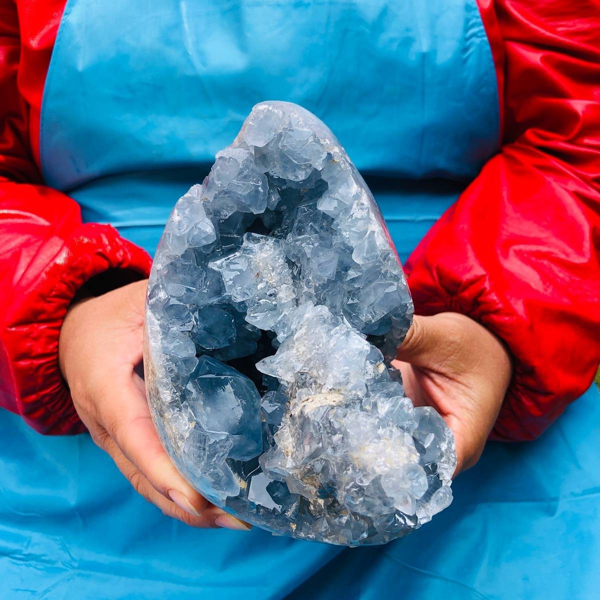 6.2 LB Large Natural Celestite Geode Crystal Cluster Healing Specimen 3986 6.2 LB Large Natural Celestite Geode Crystal Cluster Healing Specimen 3986