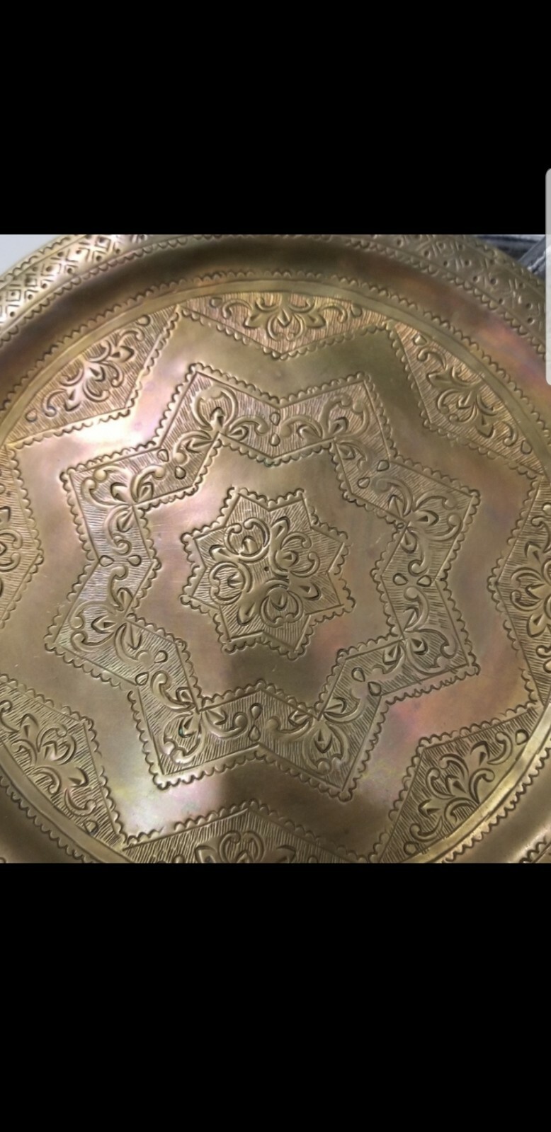 ANTIQUE JEWISH/MOROCCAN BRASS PLATE..HANDCRAFTED IN ESSAOUIRA OVER 100 YEAR OLD 