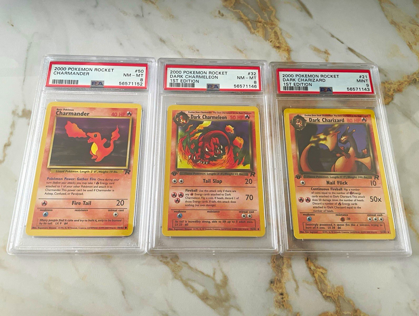 CHARIZARD CHARMELEON CHARMANDER SET PSA 9 and 8