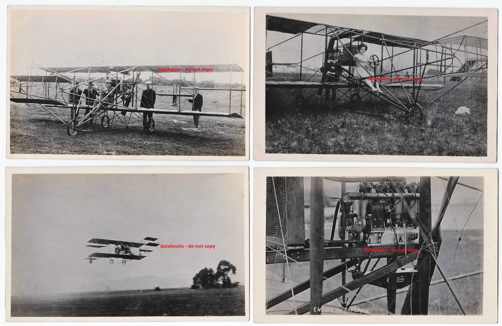 RARE RPPC Set of 4 - Glenn Curtiss Biplane - Eugene Ely & Wife? Real Photos 1910 RARE RPPC Set of 4 - Glenn Curtiss Biplane - Eugene Ely & Wife? Real Photos 1910