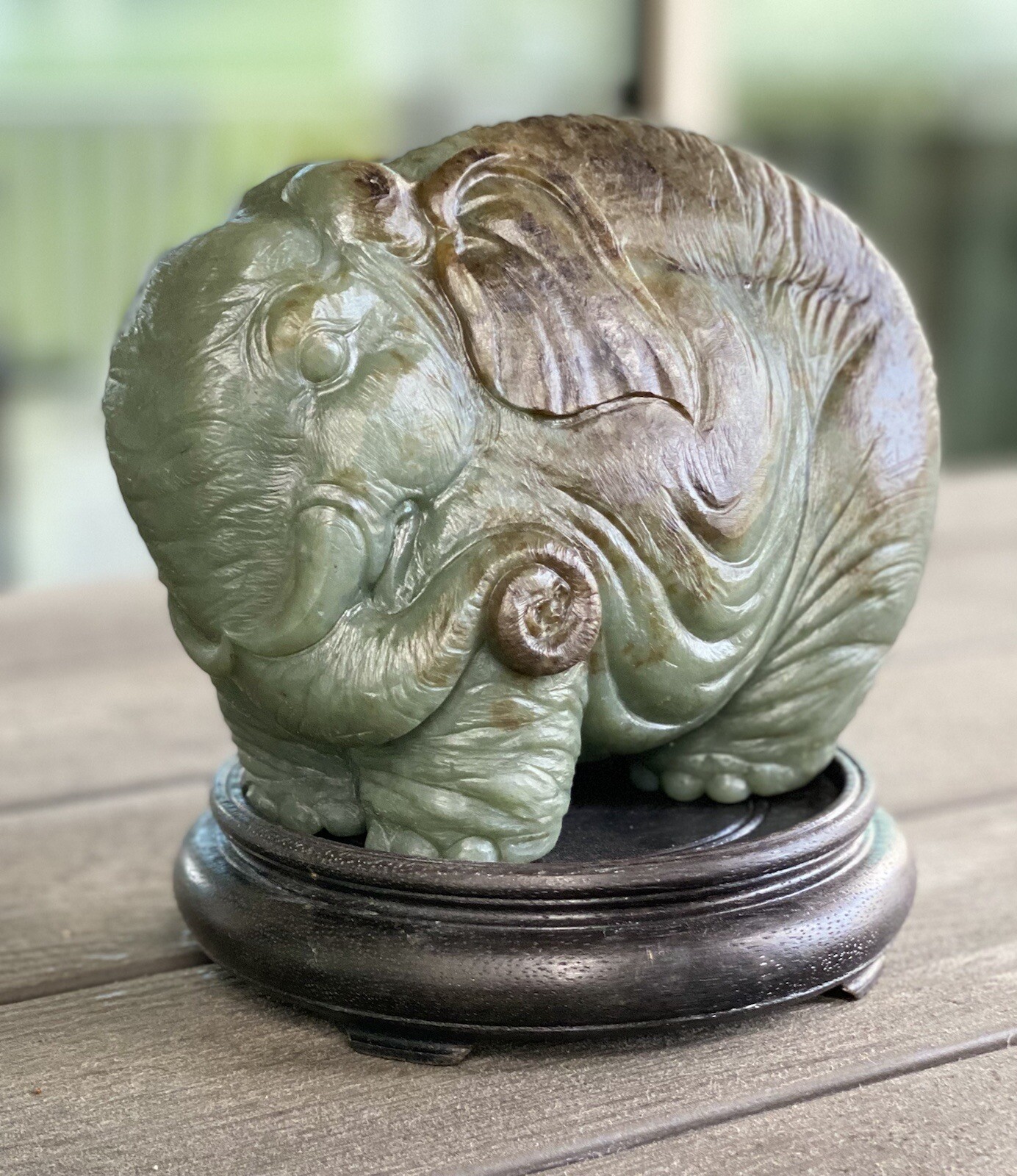 Natural HeTian Jade Hand-Carved Elephant - Designed By Curving Master Natural HeTian Jade Hand-Carved Elephant - Designed By Curving Master