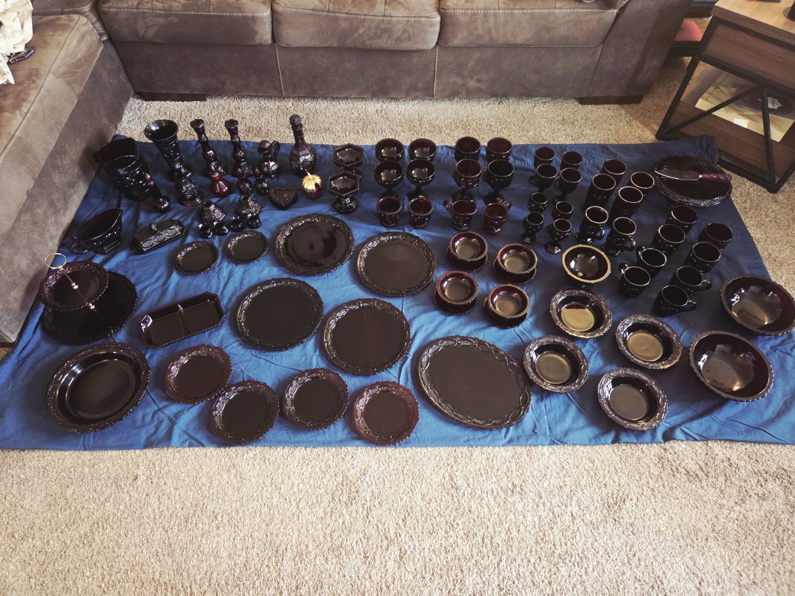 Vintage Avon 1876 Cape Cod Ruby Red Glassware Collection – 88 Pieces Vintage Avon 1876 Cape Cod Ruby Red Glassware Collection – 88 Pieces