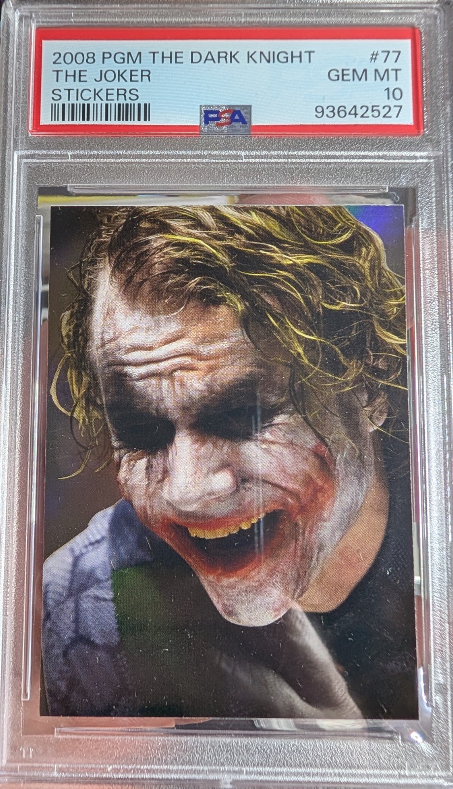 2008 PGM DC The Dark Knight #77 Joker Holofoil Heath Ledger RC - PSA 10 2008 PGM DC The Dark Knight #77 Joker Holofoil Heath Ledger RC - PSA 10