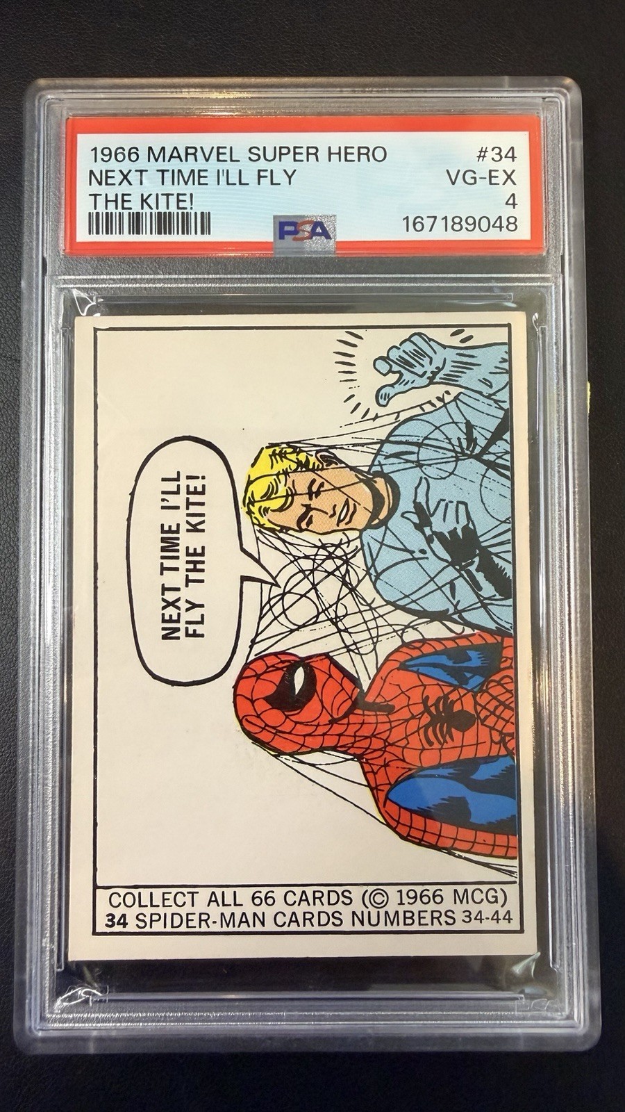 1966 Donruss Marvel Super Heroes #34 SPIDER-MAN Key ROOKIE CARD - PSA 4
