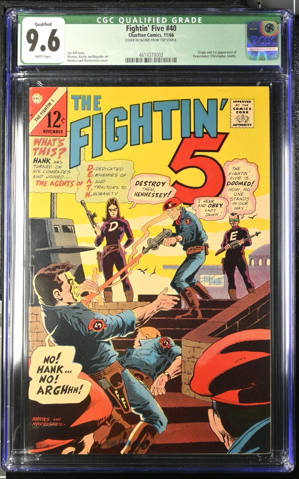 1966 The Fightin' Five (5) #40 CGC 9.6 Q. 1st App of Peacemaker. Highest Graded. 1966 The Fightin' Five (5) #40 CGC 9.6 Q. 1st App of Peacemaker. Highest Graded.