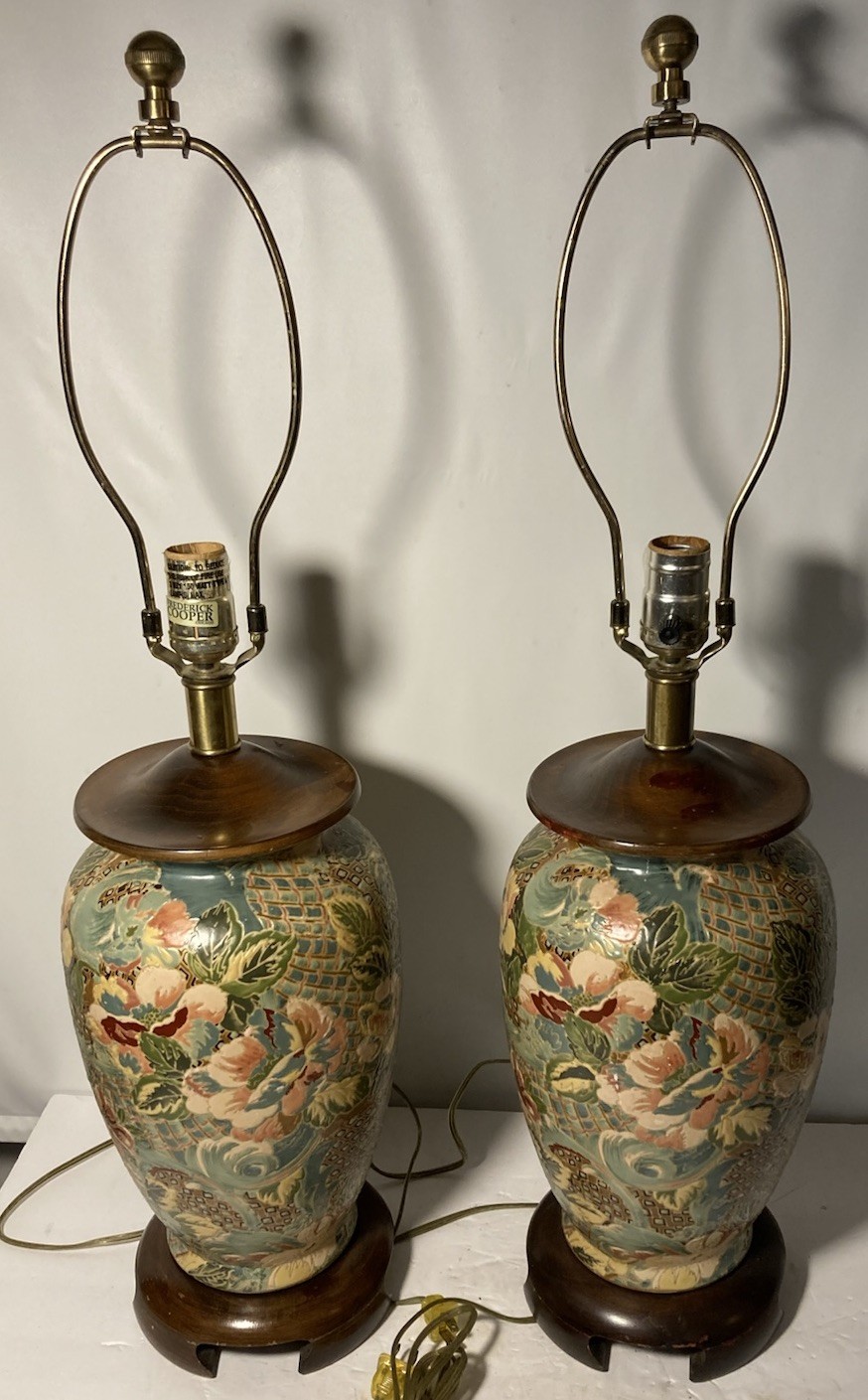 FREDRICK COOPER Gorgeous Matched Pair Hand Painted Raised Floral 29\ FREDRICK COOPER Gorgeous Matched Pair Hand Painted Raised Floral 29\