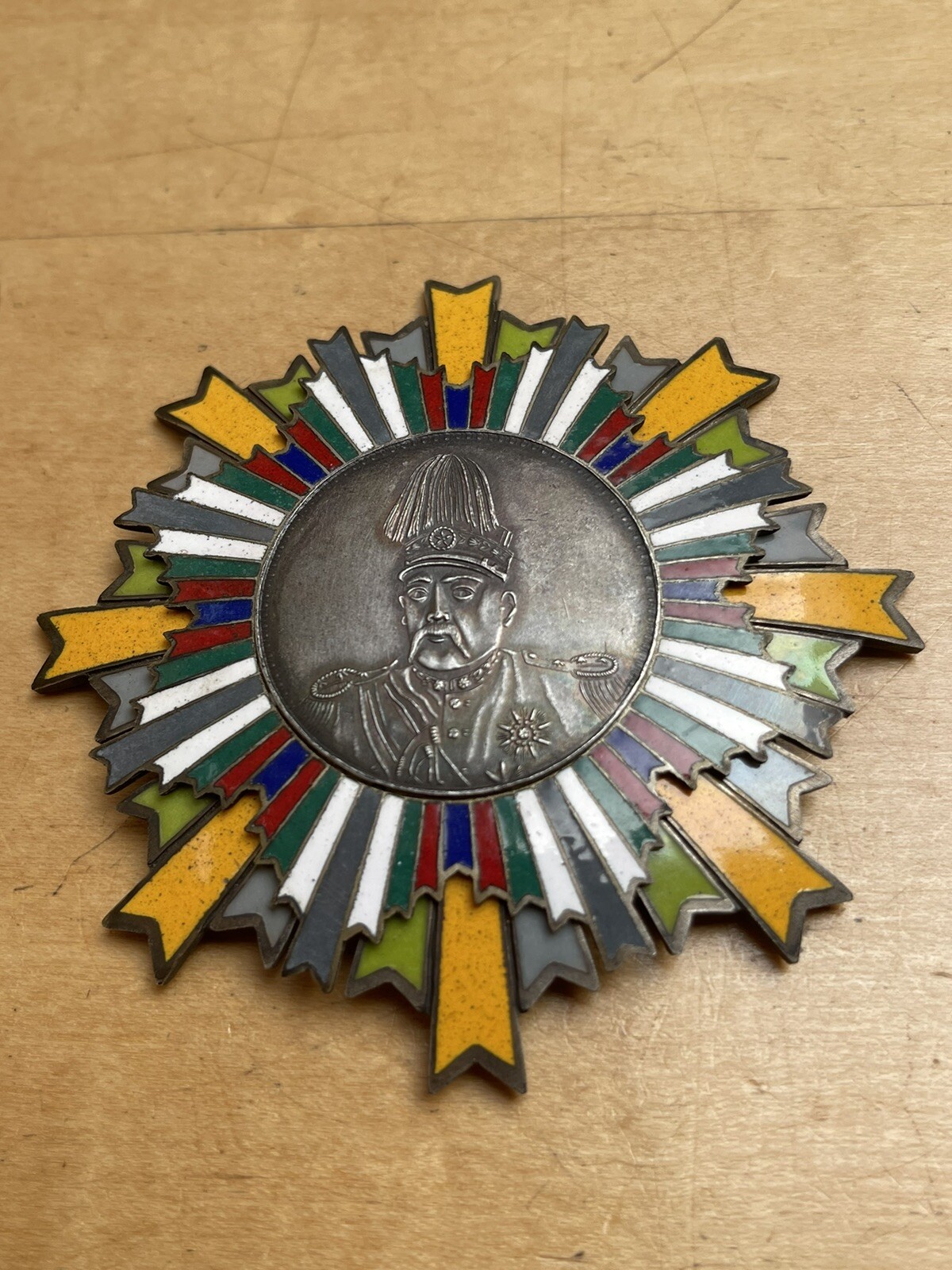 CHINA,MILITARY UNKNOWN PROVINCE,WAR LORDS,BREAST STAR,SILVER,ENAMEL,SIZE 89mm..
