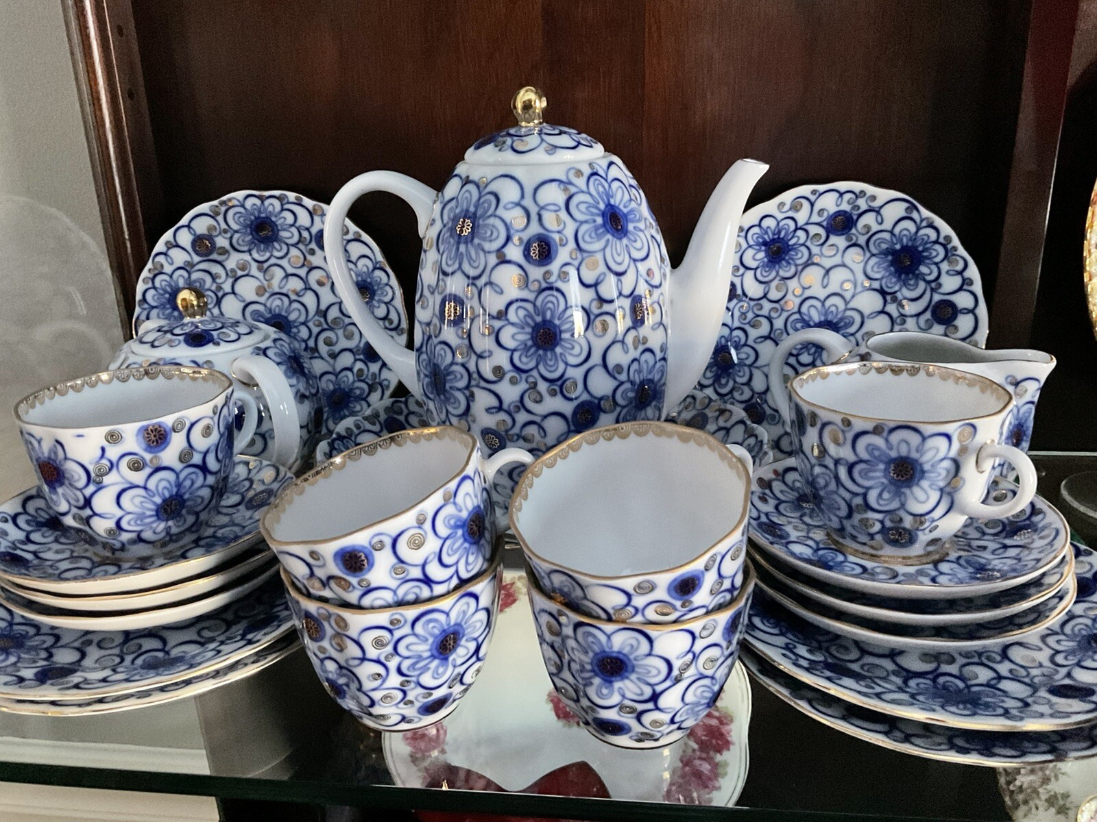 Russian Lomonosov Porcelain Tea Set USSR 1980’s