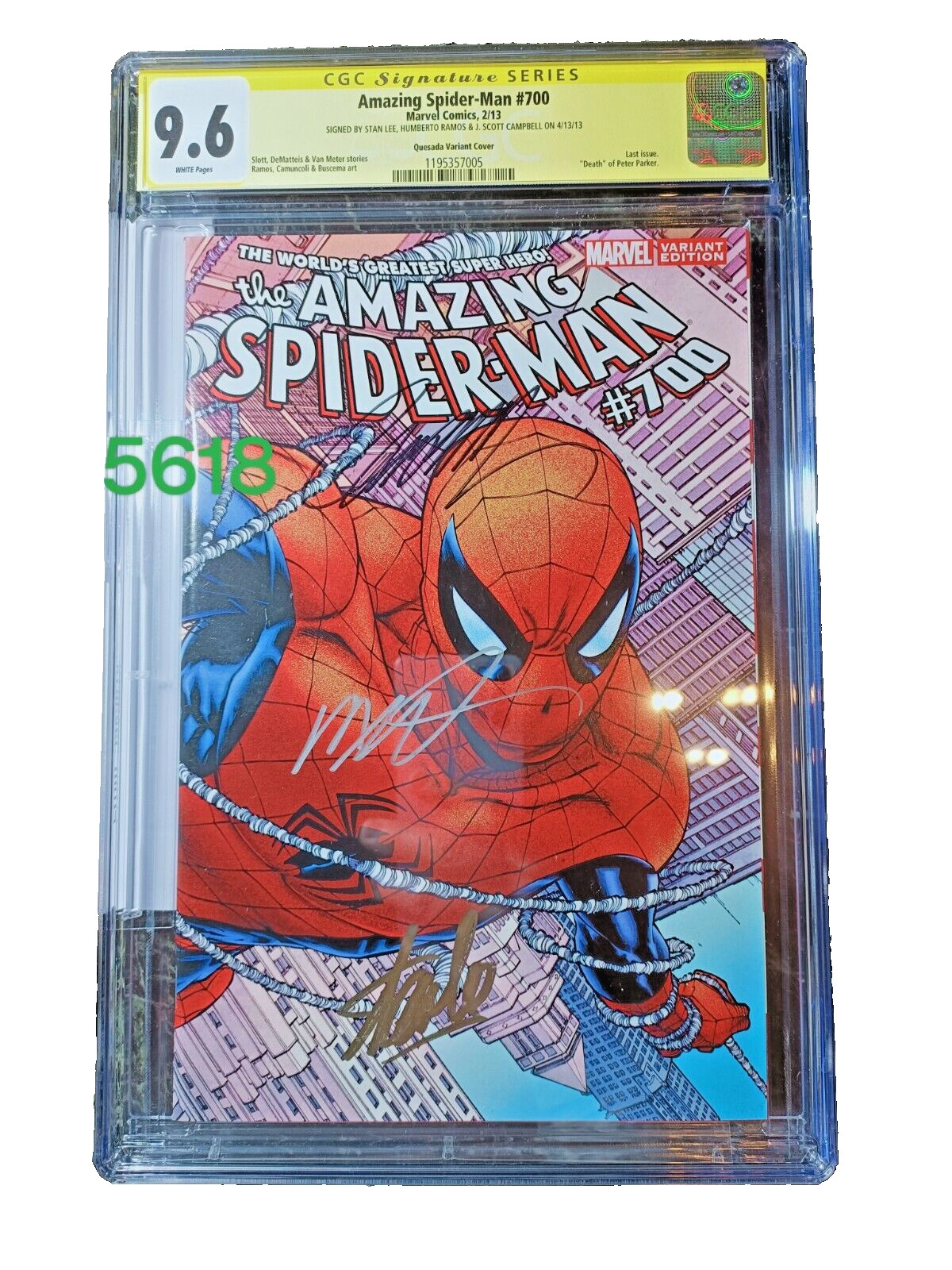 AMAZING SPIDER-MAN 700 CGC 9.6 SS STAN LEE x 3 QUESADA VARIANT SPIDERMAN HULK 🕷