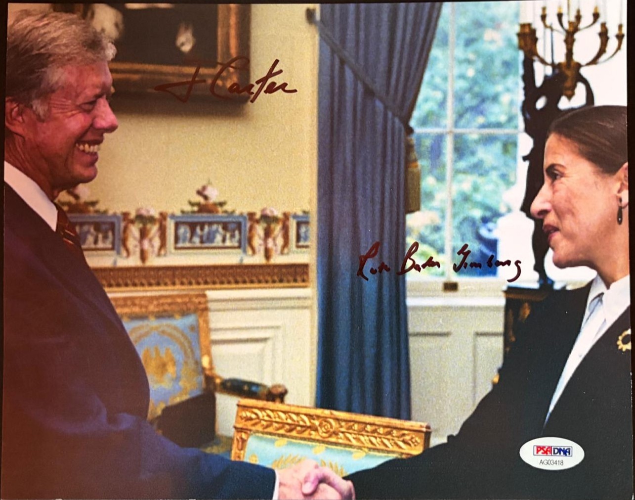 JIMMY CARTER & RUTH BADER GINSBURG SIGNED 8X10 PHOTO USA PRESIDENT COURT PSA LOA JIMMY CARTER & RUTH BADER GINSBURG SIGNED 8X10 PHOTO USA PRESIDENT COURT PSA LOA
