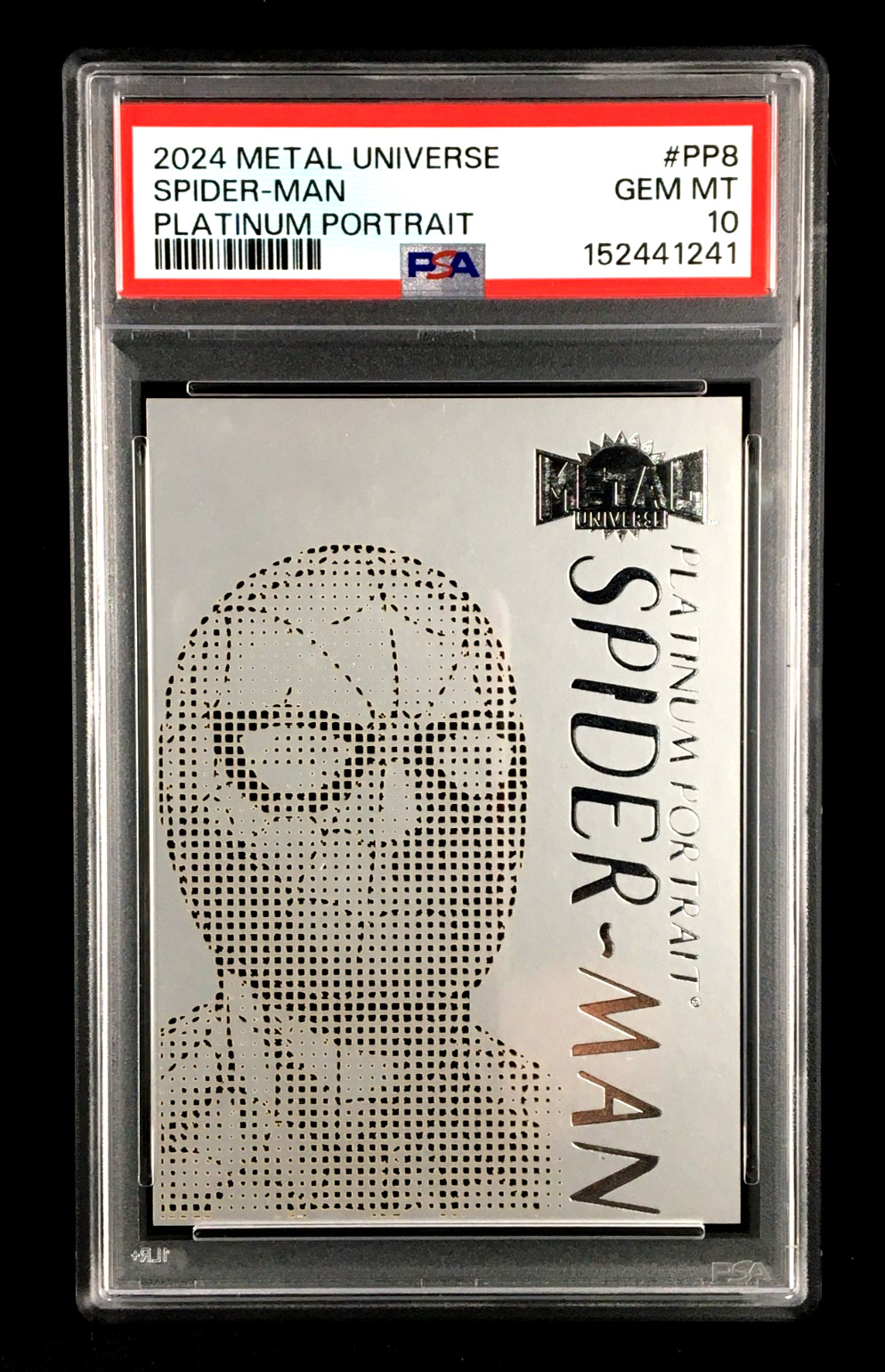 PSA 10 Spider-Man 2024 UD Skybox Metal Universe Avengers PLATINUM PORTRAITS PP-8