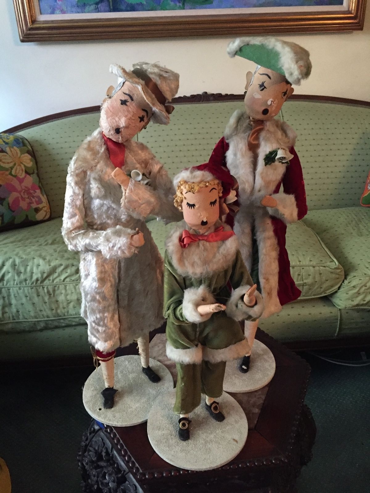 3 Original 1930'-40's BERNARD RAVCA DOLL CHRISTMAS CAROLERS FOR SHOP WINDOW OOAK 3 Original 1930'-40's BERNARD RAVCA DOLL CHRISTMAS CAROLERS FOR SHOP WINDOW OOAK