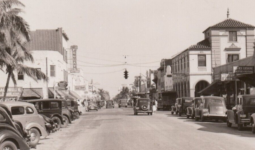 Lake Worth Florida Downtown Advertising RPPC Postcard Early Cars Western Union Lake Worth Florida Downtown Advertising RPPC Postcard Early Cars Western Union