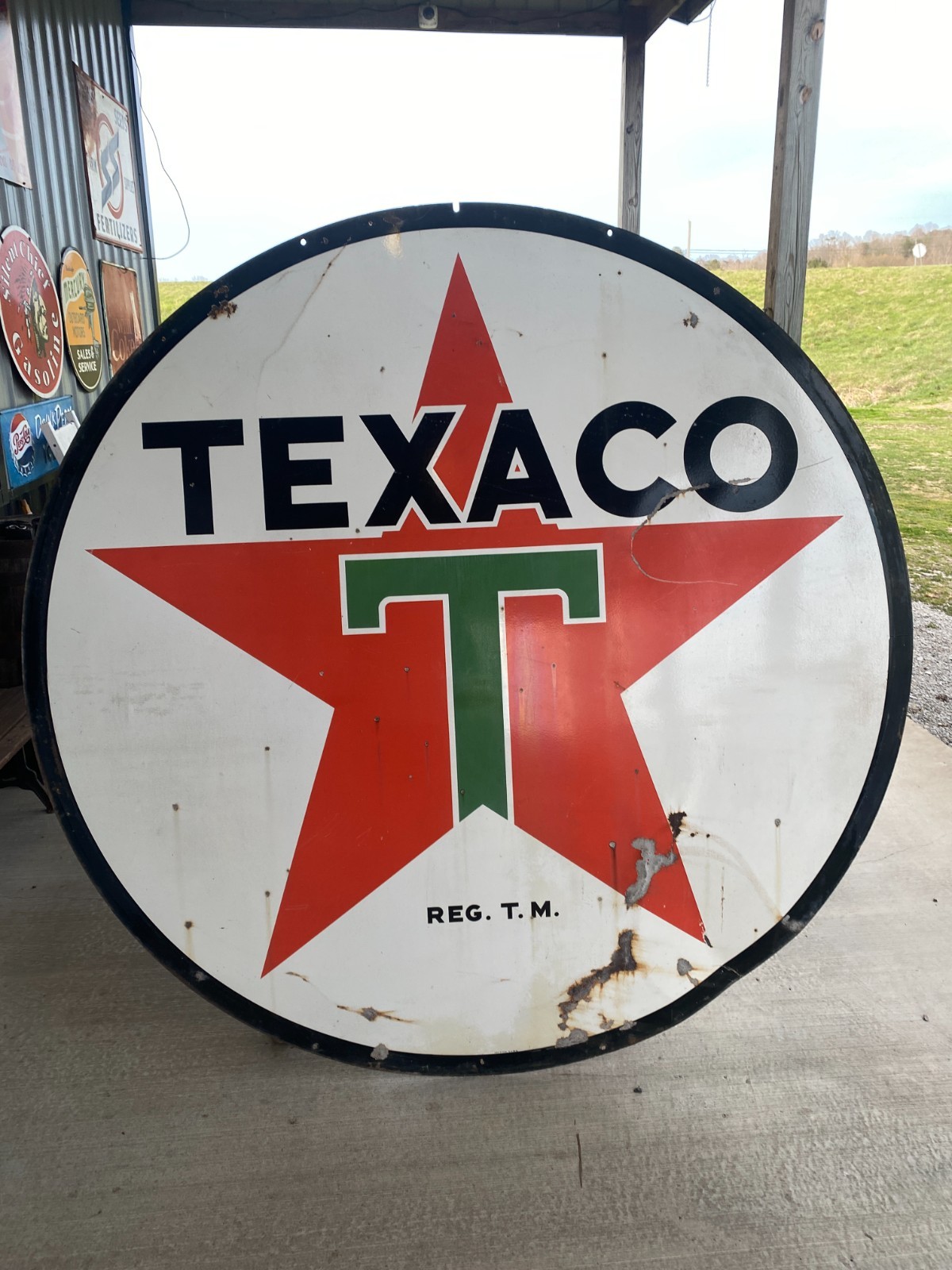 1954 Original 6 Foot Double Sided Porcelain TEXACO GAS OIL SIGN 1954 Original 6 Foot Double Sided Porcelain TEXACO GAS OIL SIGN