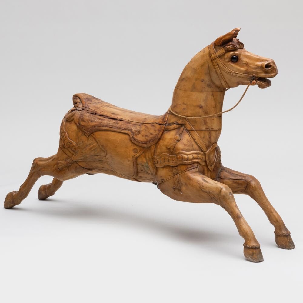 Antique Victorian Carved Pine Carousel Horse Antique Victorian Carved Pine Carousel Horse