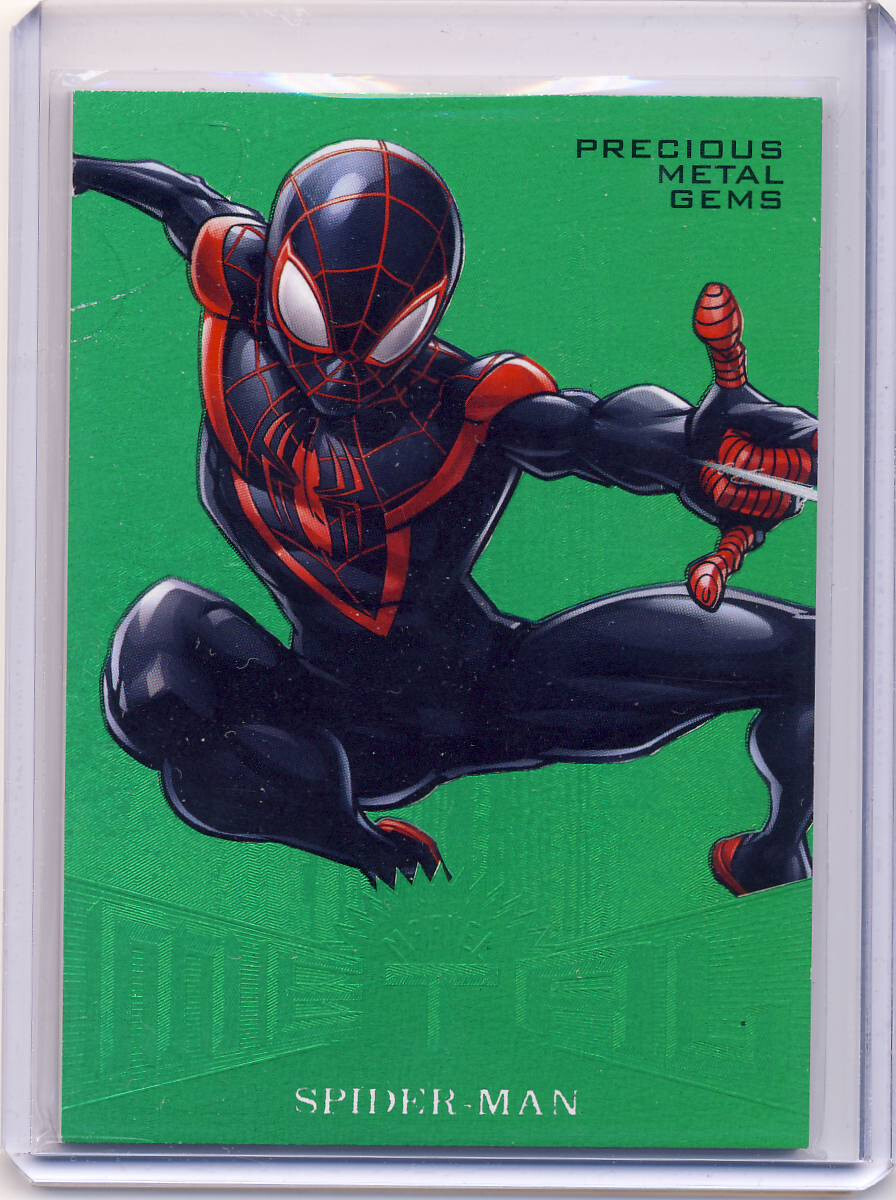 2017 Marvel Fleer Ultra Spider-Man Green Precious Metal Gems PMG MM50 10/10