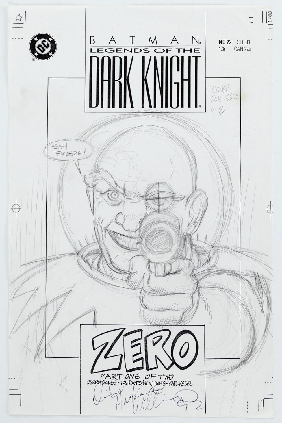1992 Batman v Mr Freeze Unpublished #2 Variant Cover ORIGINAL ART David Williams 1992 Batman v Mr Freeze Unpublished #2 Variant Cover ORIGINAL ART David Williams