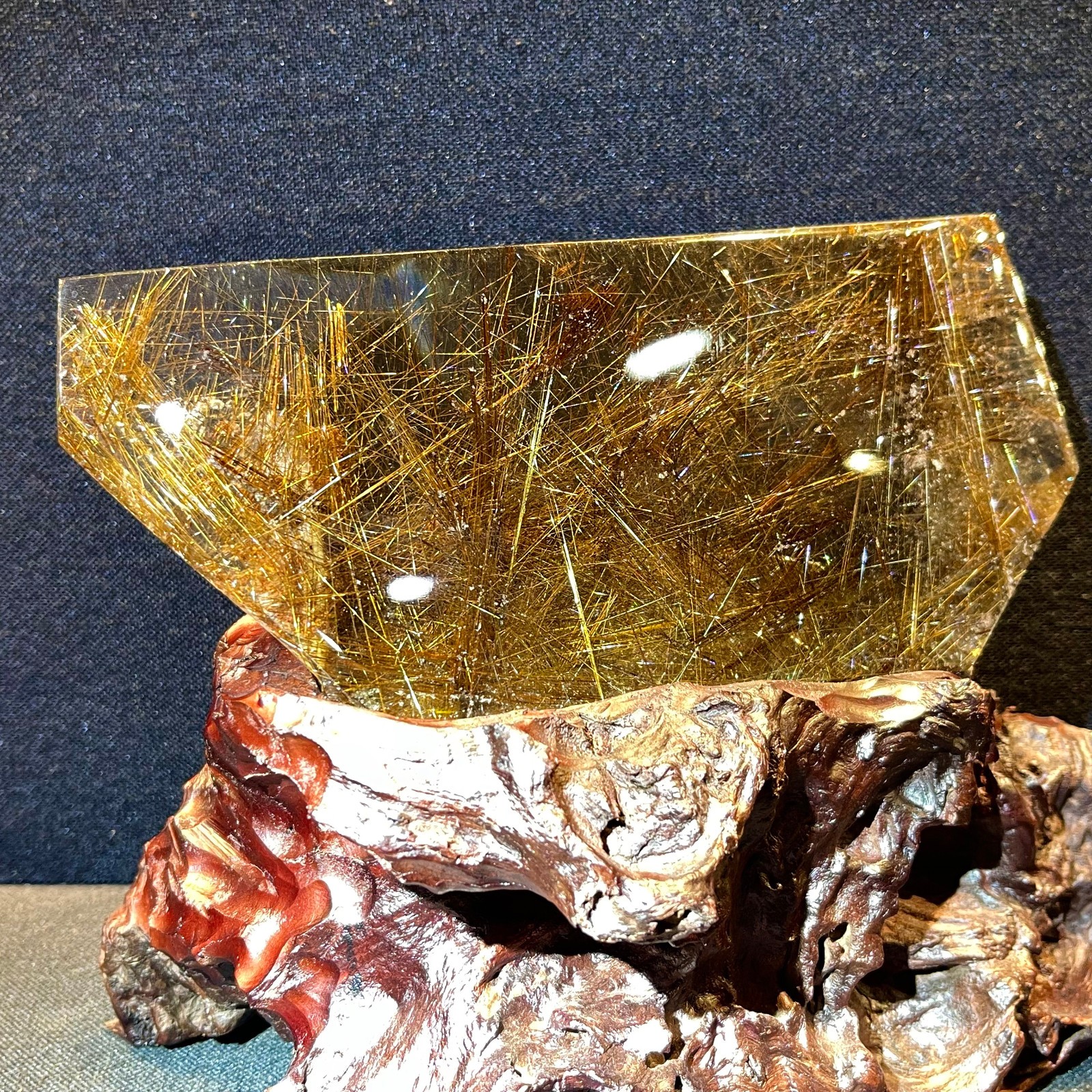 5.5LB TOP Natural Rutilated crystal quartz mineral specimen reiki Decor+stand