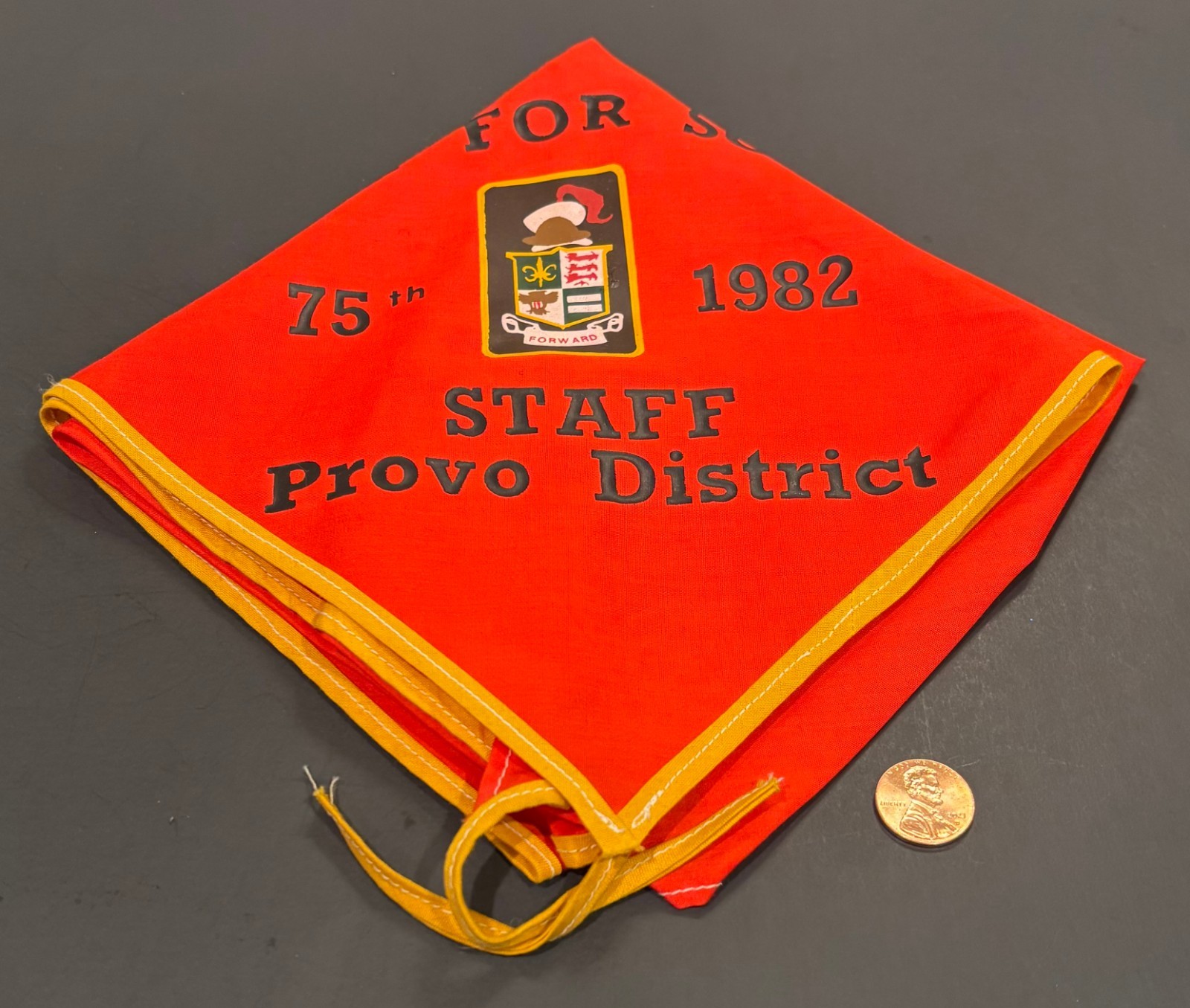 BSA BOY SCOUTS OA UTAH PARKS 508 590 1982 75TH PROVO DISTRICT STAFF NECKERCHIEF BSA BOY SCOUTS OA UTAH PARKS 508 590 1982 75TH PROVO DISTRICT STAFF NECKERCHIEF