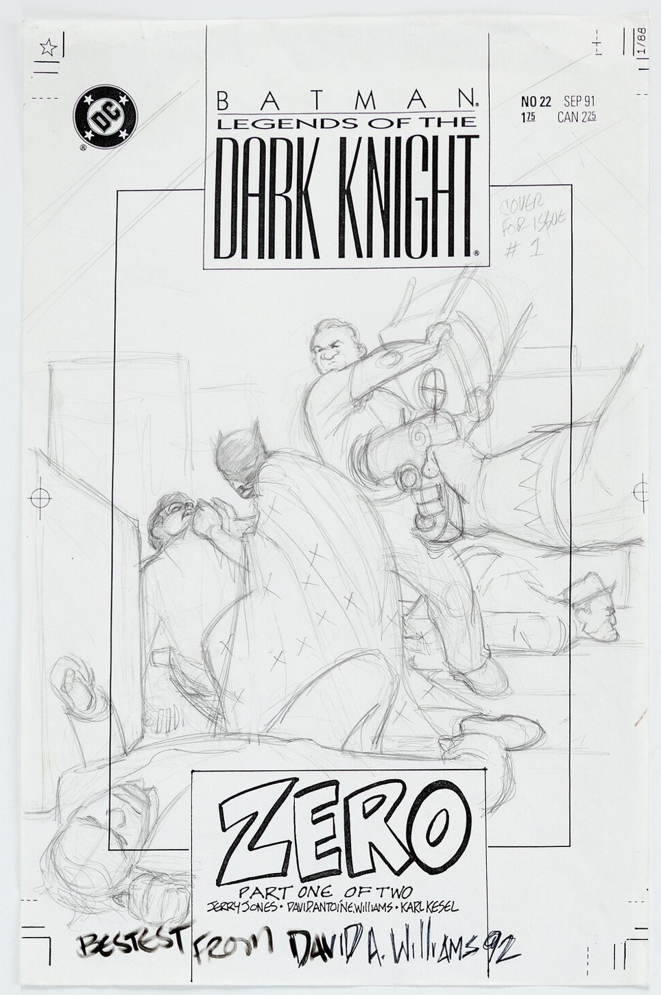 1992 Batman v Mr Freeze Unpublished #1 Variant Cover ORIGINAL ART David Williams 1992 Batman v Mr Freeze Unpublished #1 Variant Cover ORIGINAL ART David Williams
