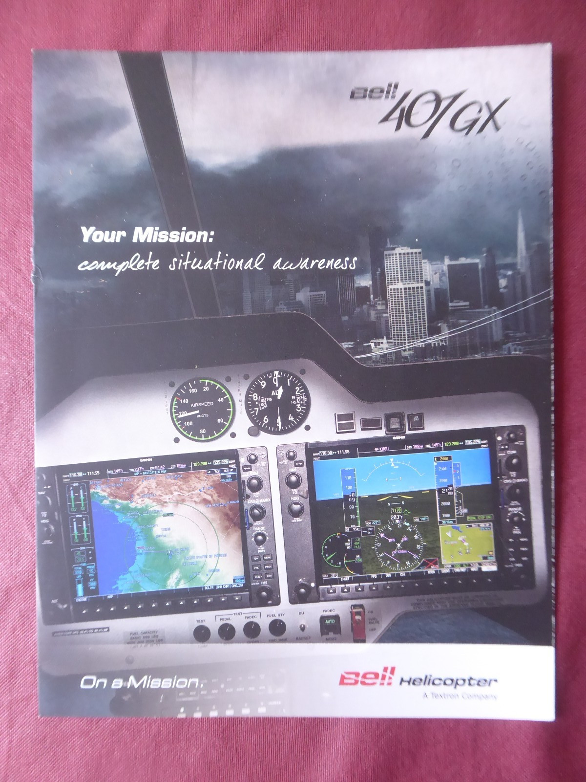 PUB BELL 407GX HELICOPTERS HELICOPTER LEAFLET GARMIN G1000H COCKPIT AVIONICS