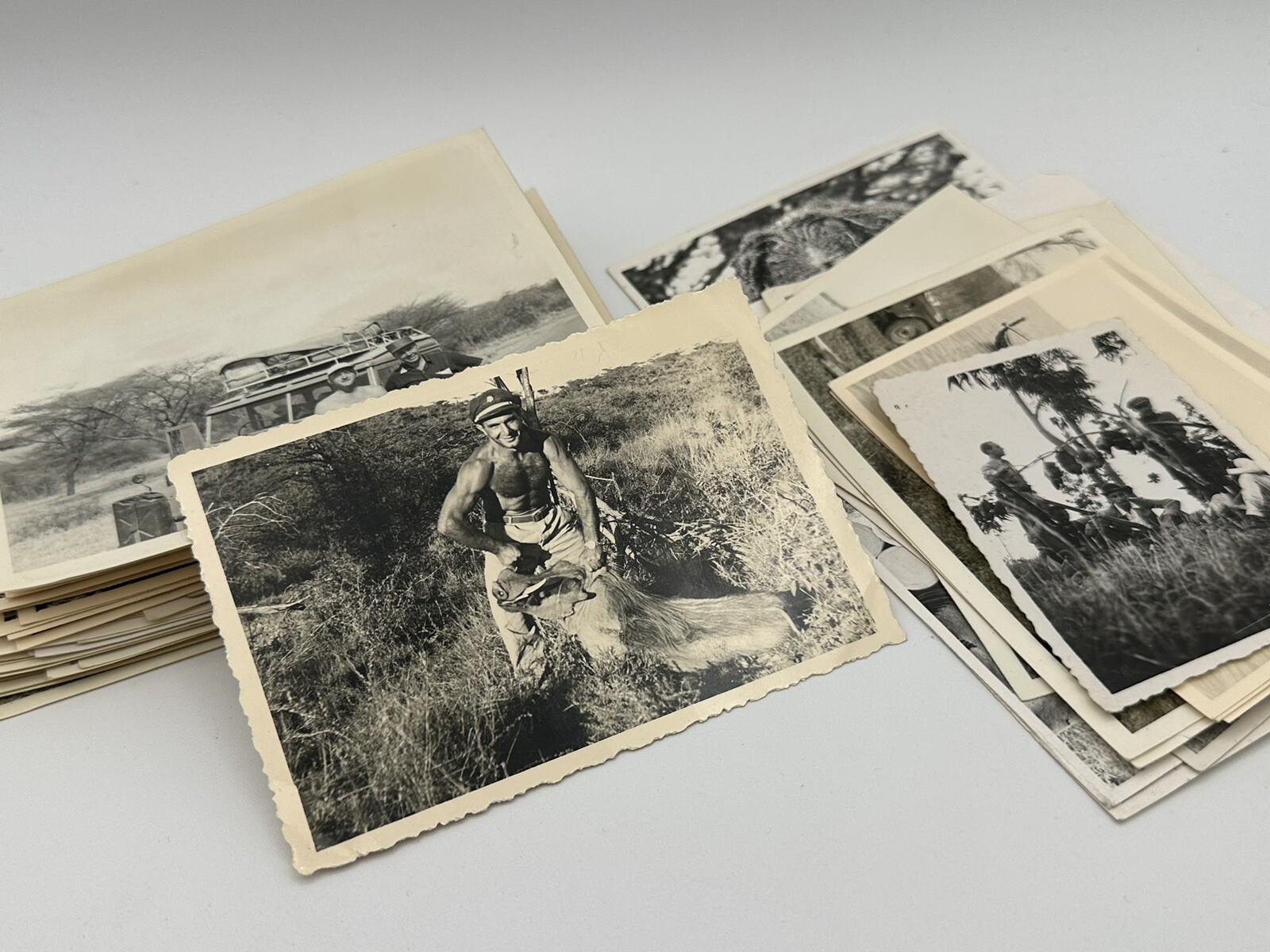 Large Lot African Safari Vacation B&W Photography Ethiopia Hunting 1950s?