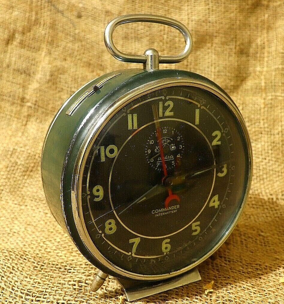 Vintage Alarm Clock Wehrle Commander Intermittent Shining Mechanical Clock Rare Vintage Alarm Clock Wehrle Commander Intermittent Shining Mechanical Clock Rare