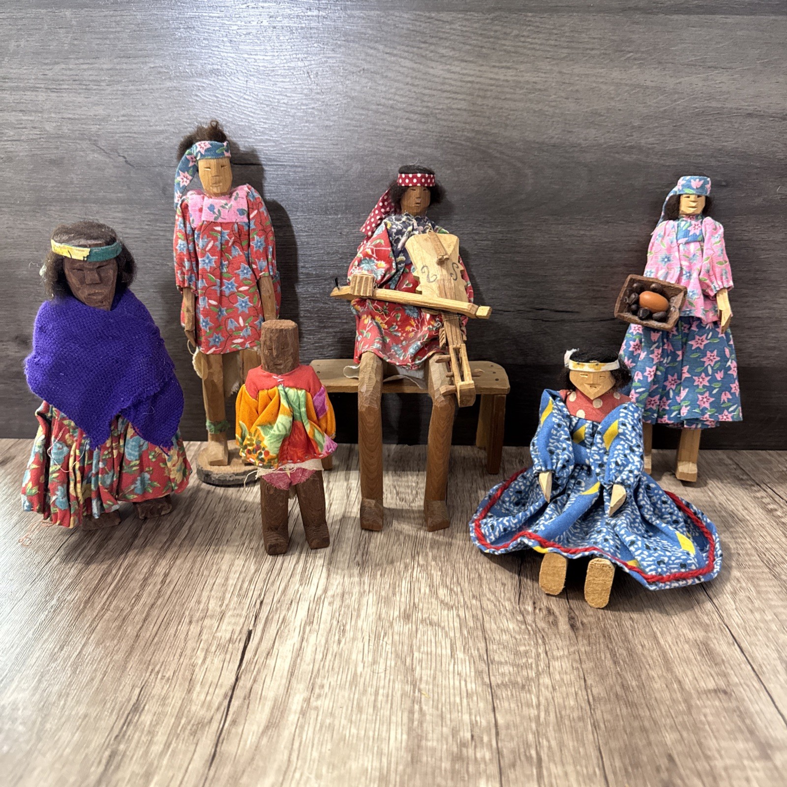 Vintage Tarahumara Rarámuri Wood Doll Lot Of 6 Mexican Folk Art Hand Carved Vintage Tarahumara Rarámuri Wood Doll Lot Of 6 Mexican Folk Art Hand Carved