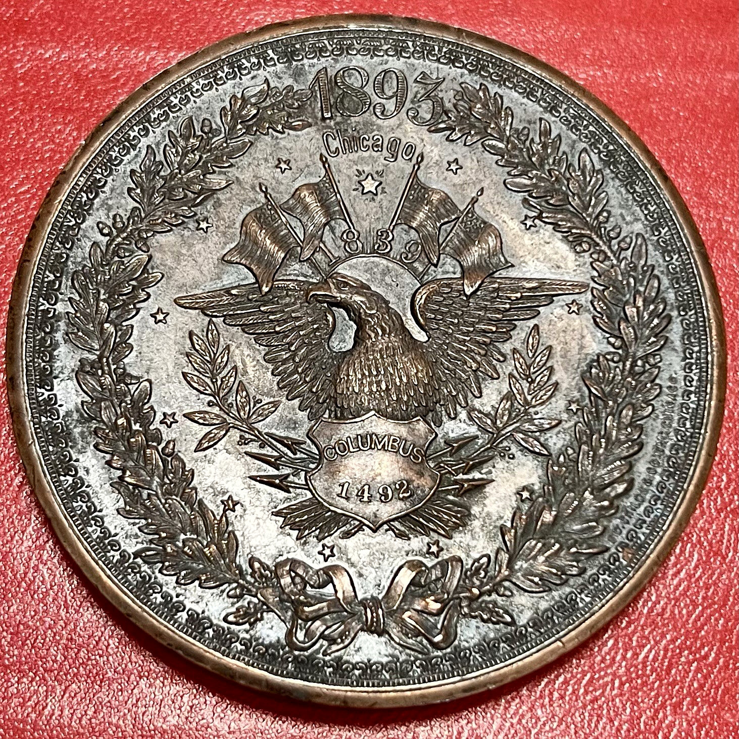 RARE 1892-93 WORLD'S COLUMBIAN EXPOSITION DENTAL CONGRESS 64mm BRONZE MEDAL RARE 1892-93 WORLD'S COLUMBIAN EXPOSITION DENTAL CONGRESS 64mm BRONZE MEDAL