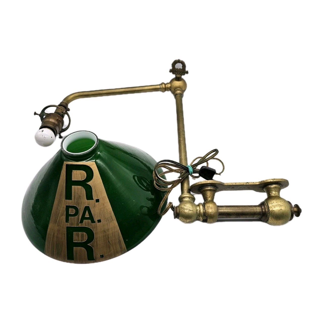 Pennsylvania Railroad Station Lamp Brass Swivel With Cone Shade
