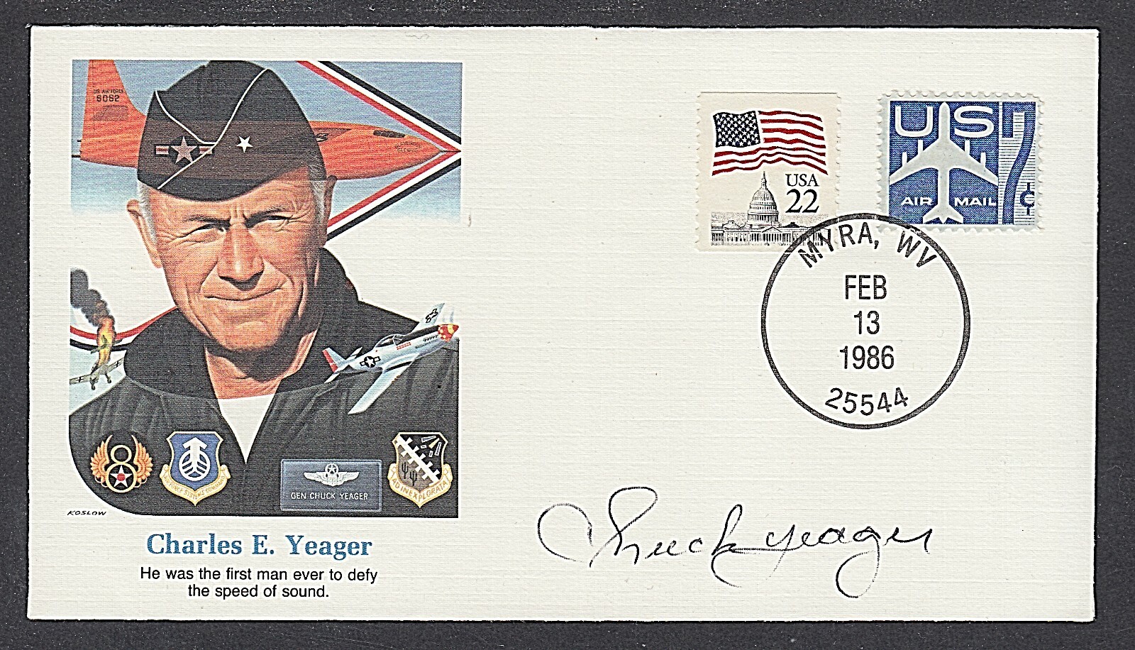 Pristine, Chuck Yeager Signed Postal Cover Signed, Breaking The Sound Barrier