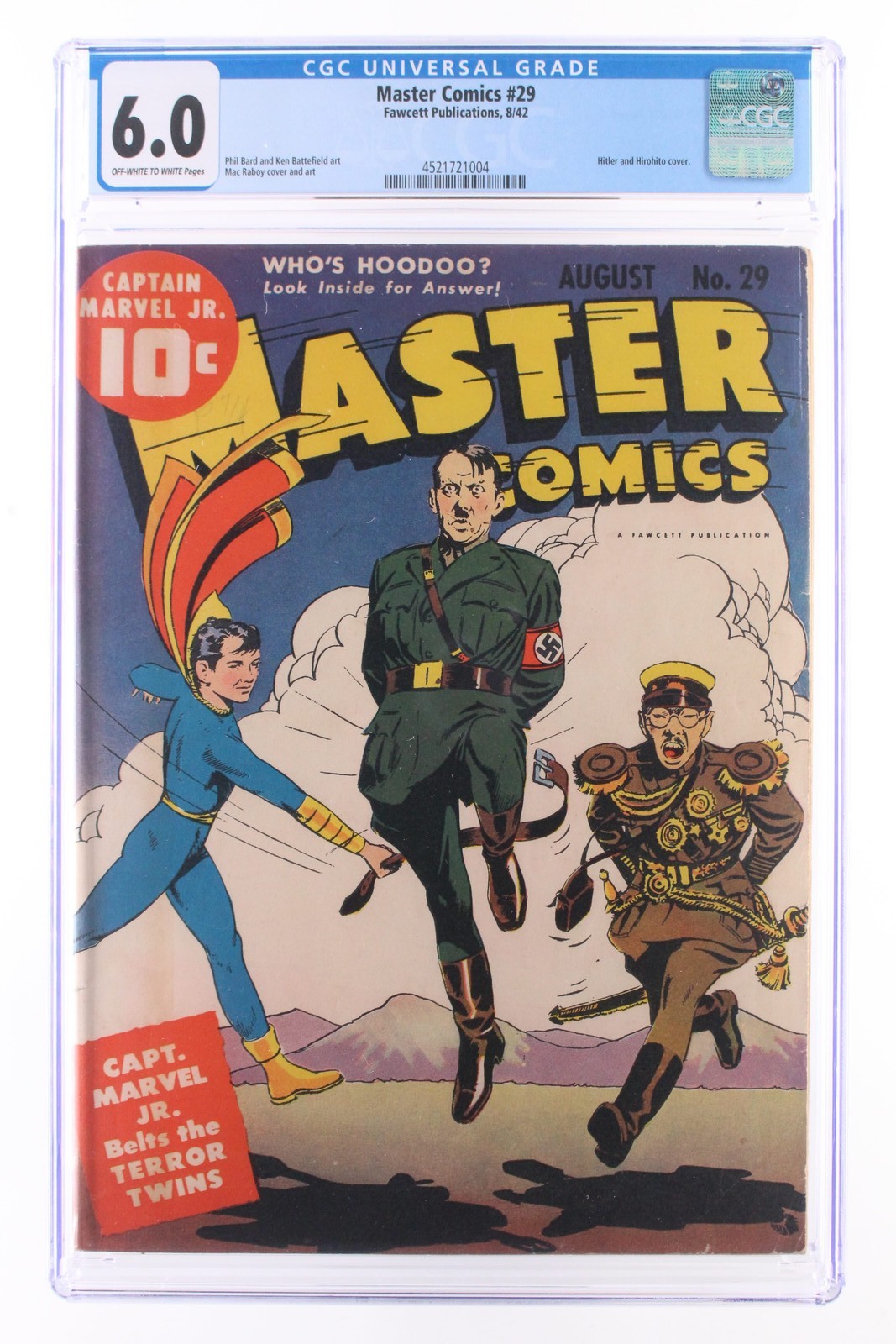 Master Comics #29 - Fawcett Publications 1942 CGC 6.0 Hitler and Hirohito cover. Master Comics #29 - Fawcett Publications 1942 CGC 6.0 Hitler and Hirohito cover.