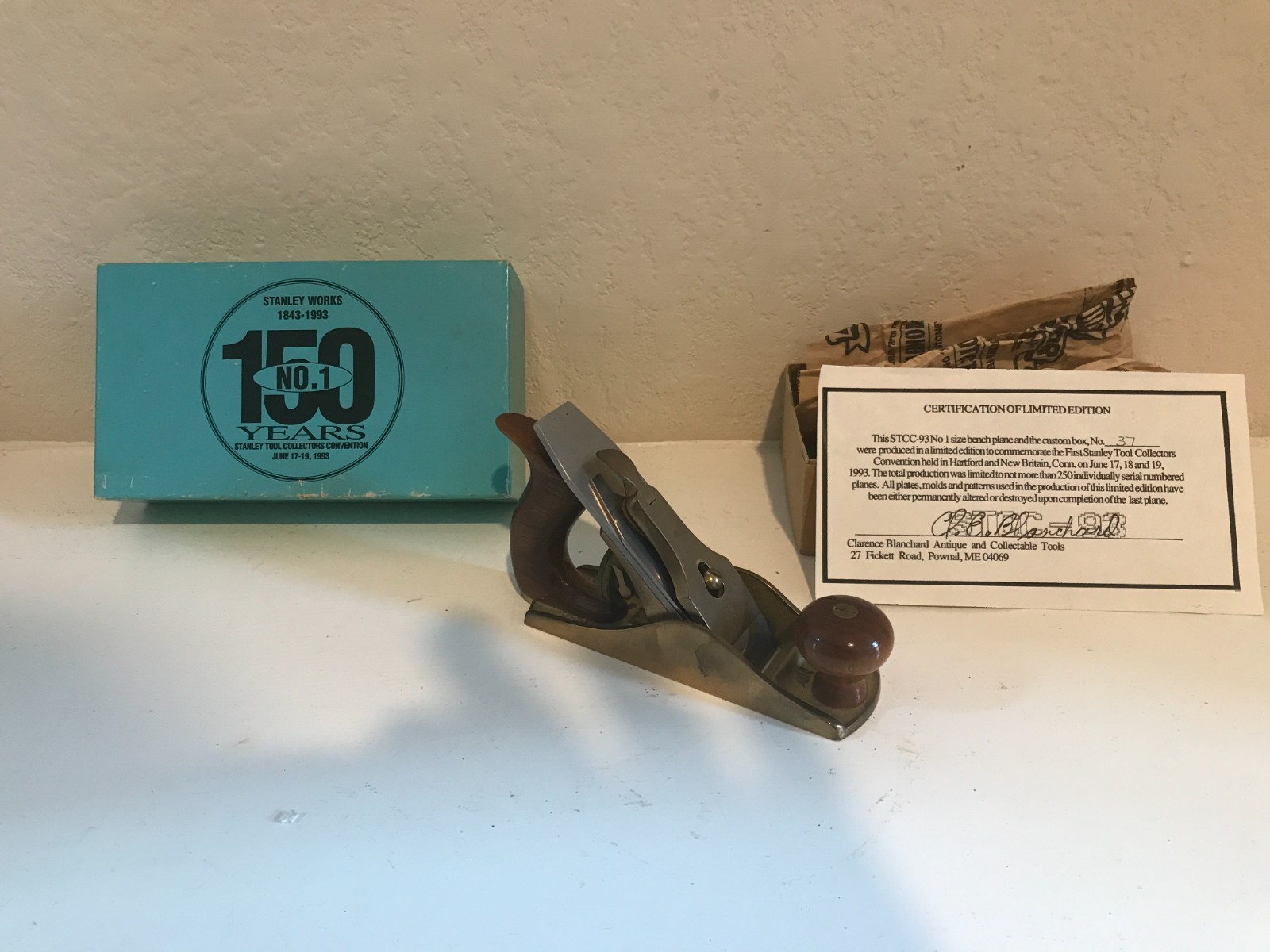 VERY RARE Lie-Nielsen No. 1 Stanley 150th Anniversary #37 of 250 w/ Box & COA VERY RARE Lie-Nielsen No. 1 Stanley 150th Anniversary #37 of 250 w/ Box & COA