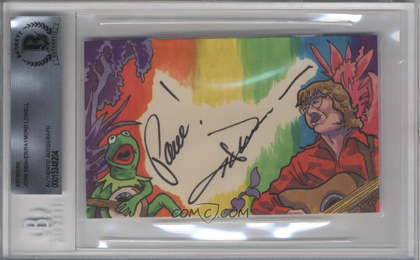 JOHN DENVER KERMIT THE FROG SIGNED AUTO ORIGINAL ART SKETCH CARD 1/1 BAS JSA