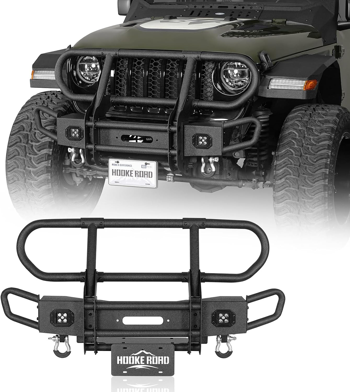 Front Bumper Brush Guard for 18-26 Jeep Wrangler JL Gladiator JT | Tube Grille G Front Bumper Brush Guard for 18-26 Jeep Wrangler JL Gladiator JT | Tube Grille G