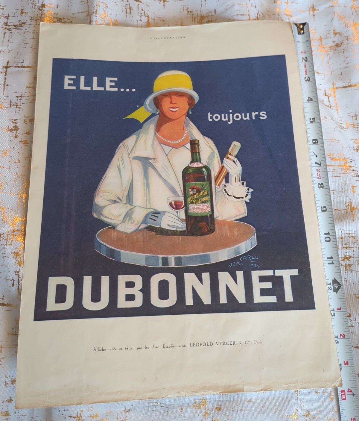 RARE 1920's JEAN CARLU AD 2 SIDE LEOPOLD VERGER ANTIQUE FRANCE VTG 16X12 MCM 