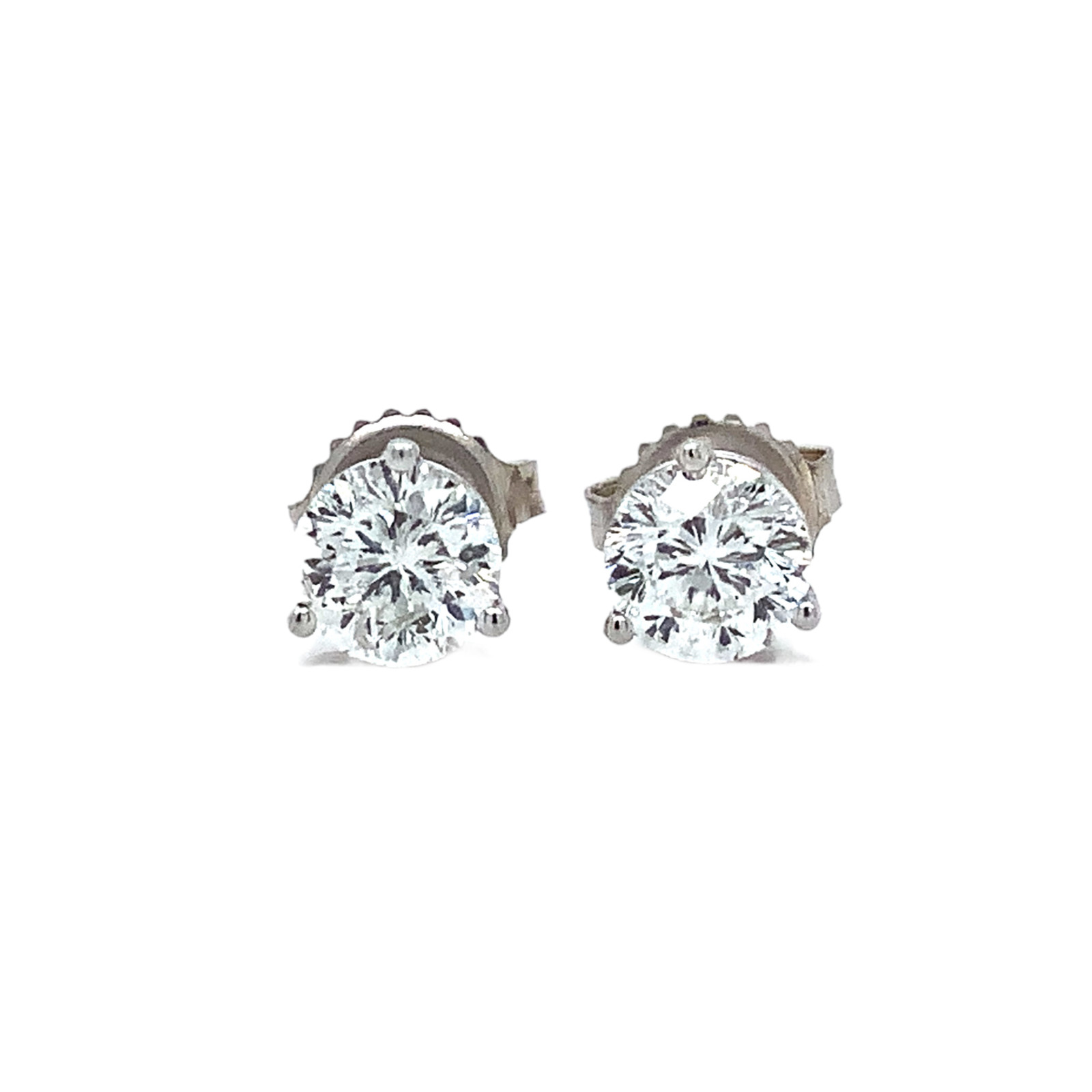 Star 129 Diamond Studs 1.44 cts Set in 18 Karat White Gold