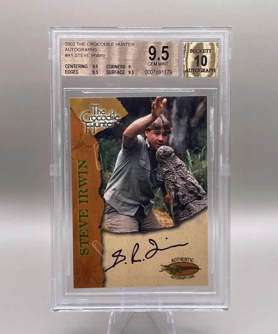 STEVE IRWIN Dart 2002 THE CROCODILE HUNTER Auto Autograph A-1 BGS 9.5 GEM MINT
