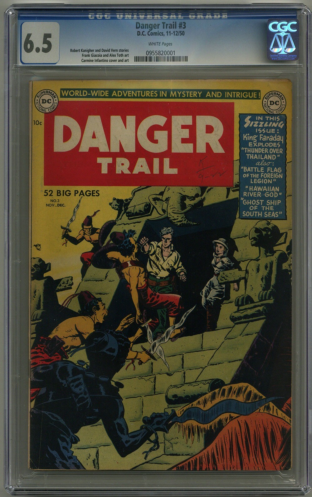 DANGER TRAIL #3 CGC 6.5 WHITE PAGES DC COMICS 1950
