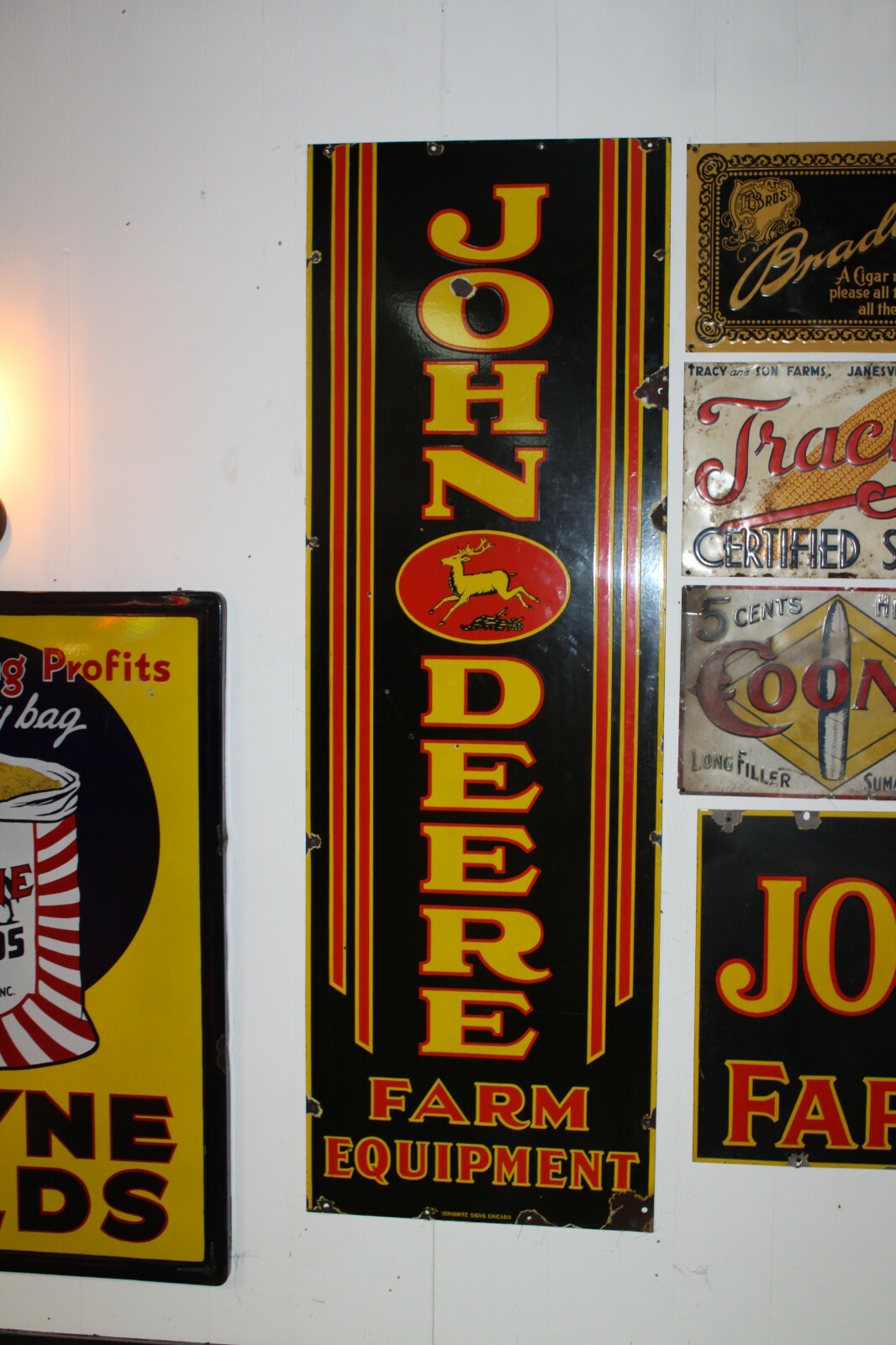 SCARCE 1920'S 2X6 VERTICAL JOHN DEERE FARM IMPLEMENT PORCELAIN DEALER SIGN SCARCE 1920'S 2X6 VERTICAL JOHN DEERE FARM IMPLEMENT PORCELAIN DEALER SIGN