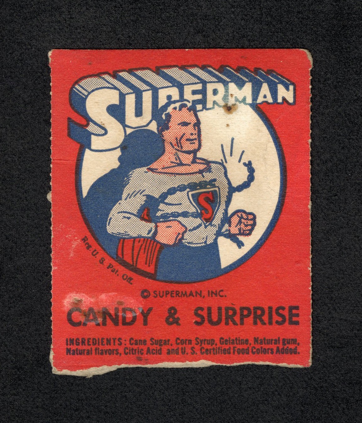 1940 Leader Novelty Candy Co. SUPERMAN Premium Coupon Card - Perforated 1940 Leader Novelty Candy Co. SUPERMAN Premium Coupon Card - Perforated
