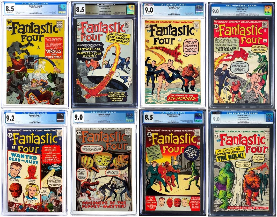 CGC Fantastic Four 2 3 4 6 7 8 11 12 Silver Age 1962 Marvel Comics Hi Grade Set