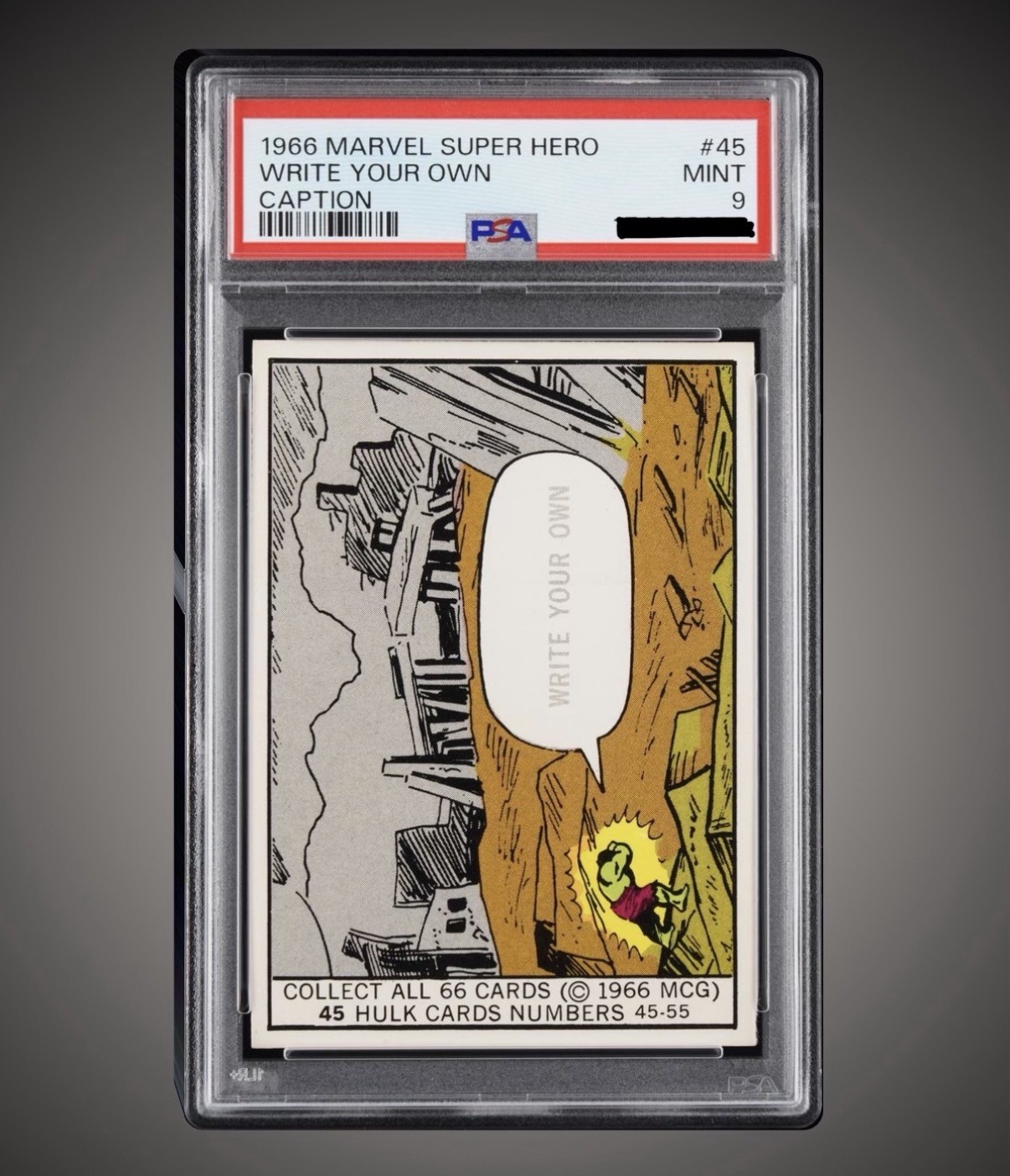1966 Donruss Marvel Super Heroes #45 HULK ROOKIE CARD PSA 9- Pop 6 ONLY 1 HIGHER 1966 Donruss Marvel Super Heroes #45 HULK ROOKIE CARD PSA 9- Pop 6 ONLY 1 HIGHER